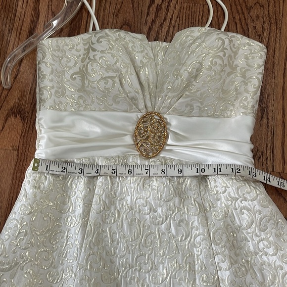 Betsy & Adam Cream Dress with Gold Accent - Picture 10 of 12